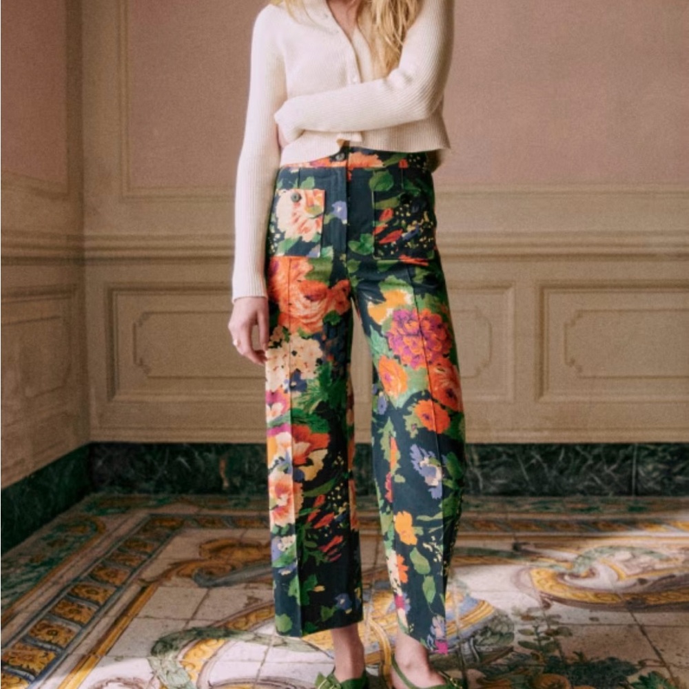 NWT Sezane Emilio Multicolor Floral Wide Leg Pants